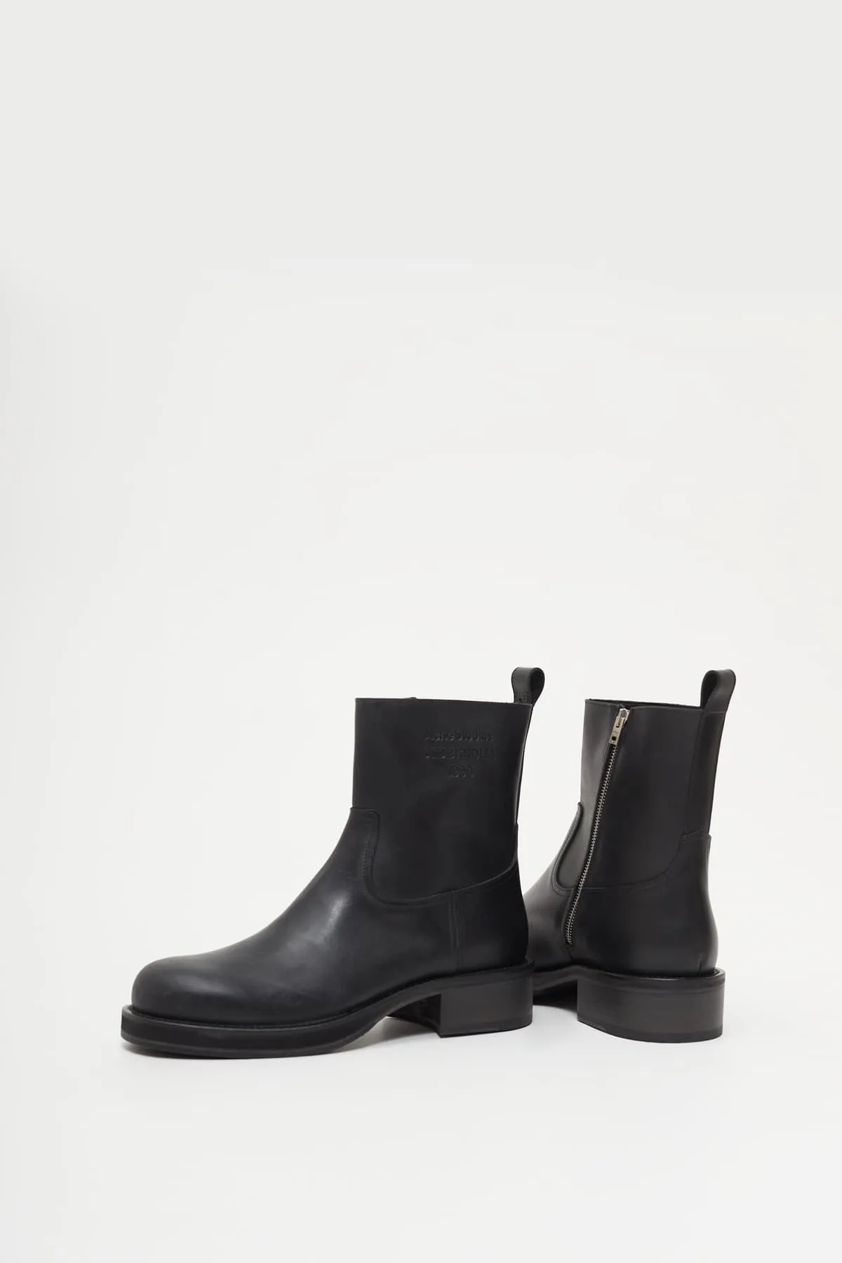 ACNE STUDIOS BLACK LEATHER WAXED BOOTS