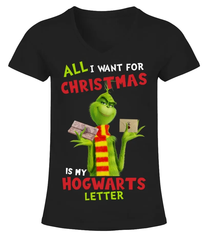 All I Want for Christmas is My Hogwarts Letter Camiseta cuello pico Mujer