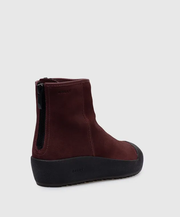 Bally Guard burgundy suede boots with fur