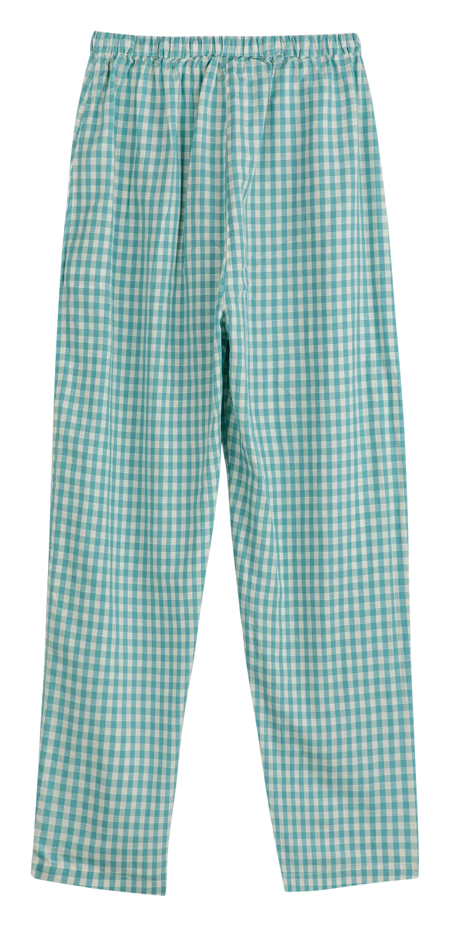 BOBO CHOSES Pantalón recto de mezcla de algodón y lino recto de cuadros en azul