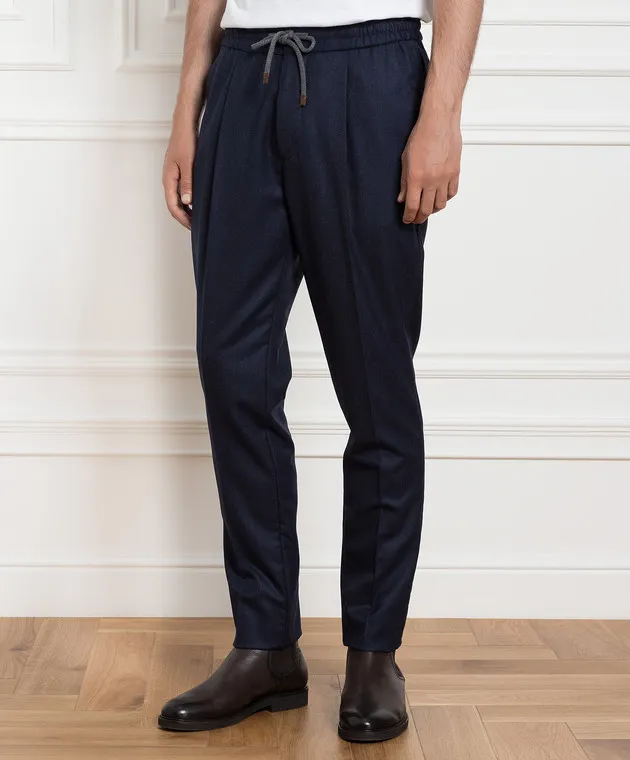 Brunello Cucinelli Blue pants made of wool