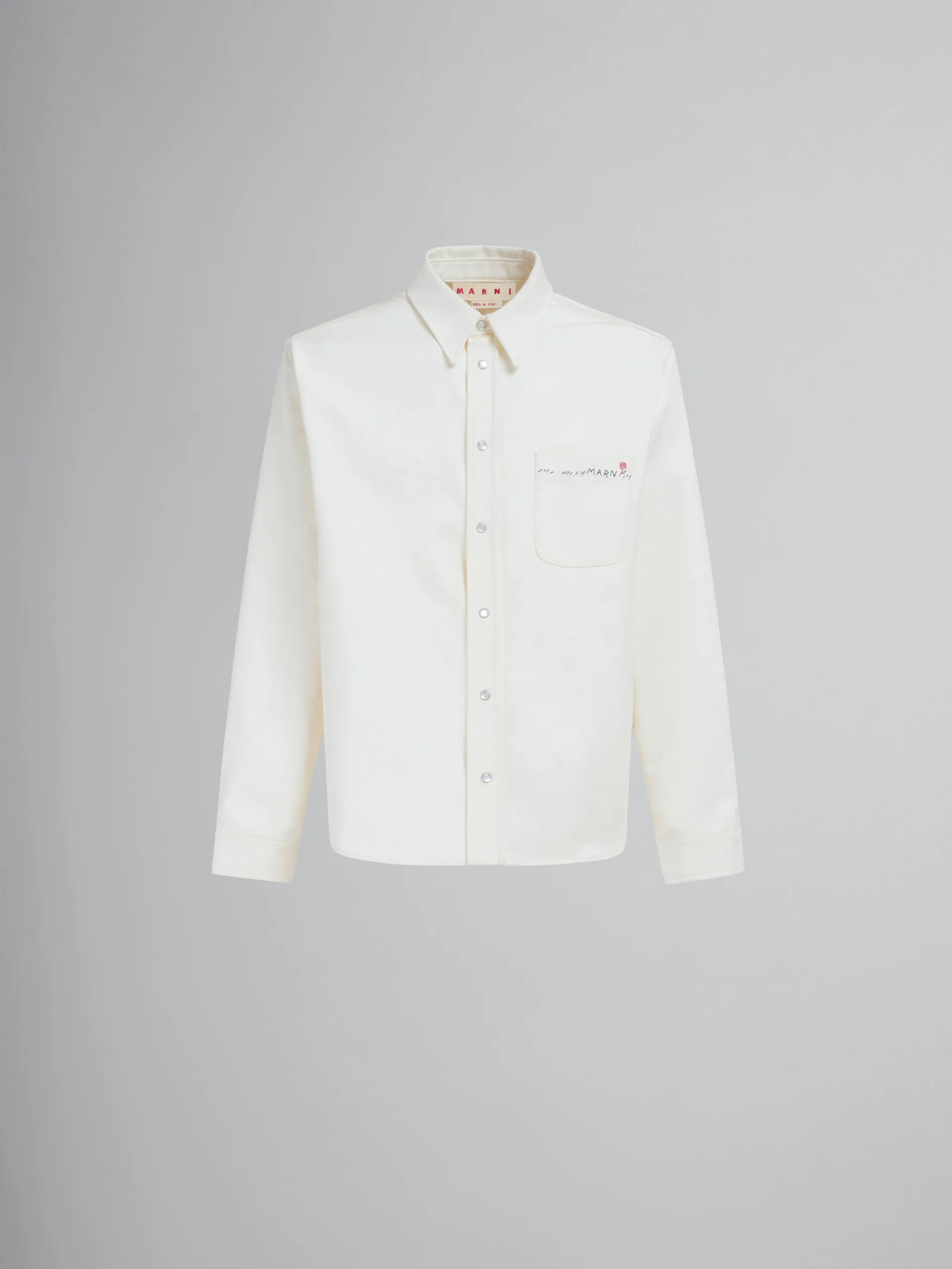 Camisa blanca de dril con bordado Marni Mending