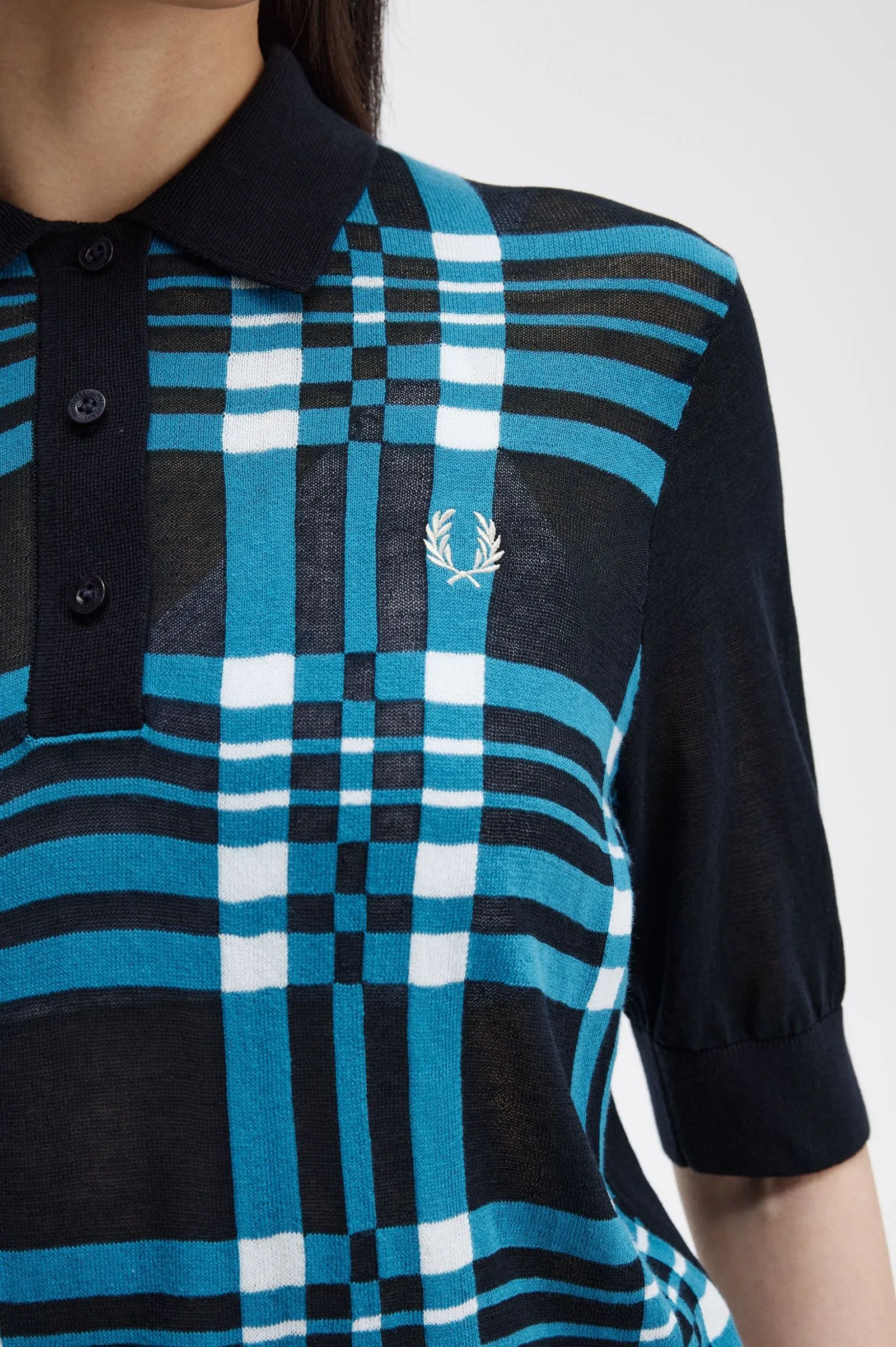 Camisa de punto de tartán transparente