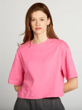 Camiseta crop top ancha - rosa