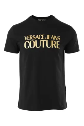 Camiseta negra con maxilogo dorado