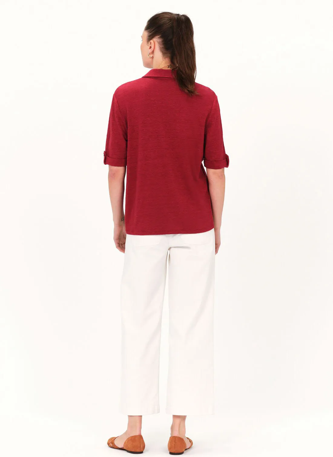 CAROLL ESTELA - Camisa recta de lino en rojo