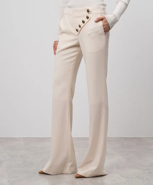 Chloe Beige wool flared pants