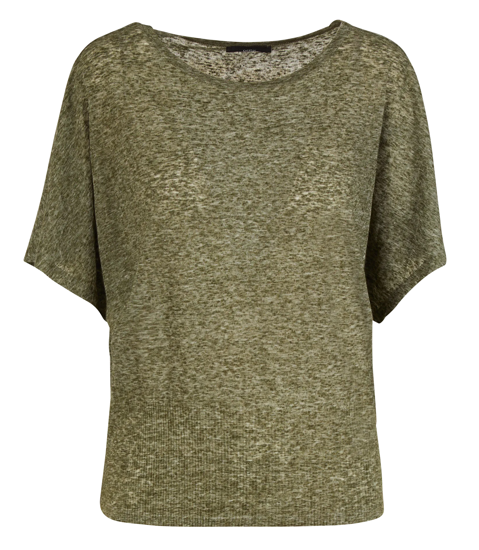 COTELAC Camiseta de manga corta de lino mezclado en caqui