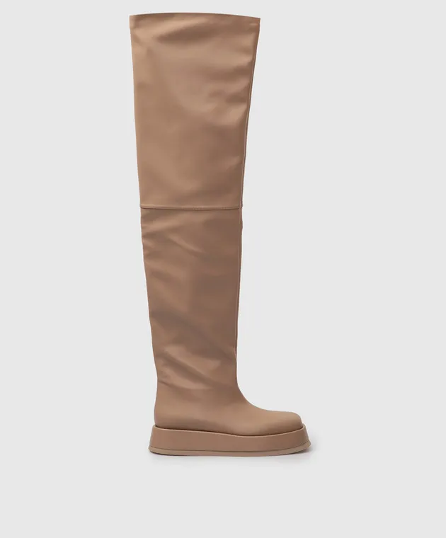 Gia Borghini Rosie Beige 10 Over The Knee Boots