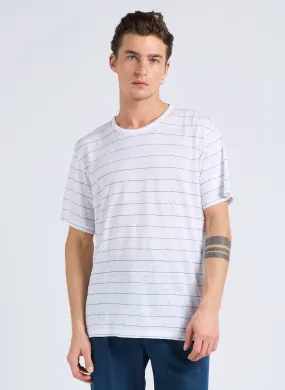 HACKETT Camiseta recta de lino con cuello redondo en blanco