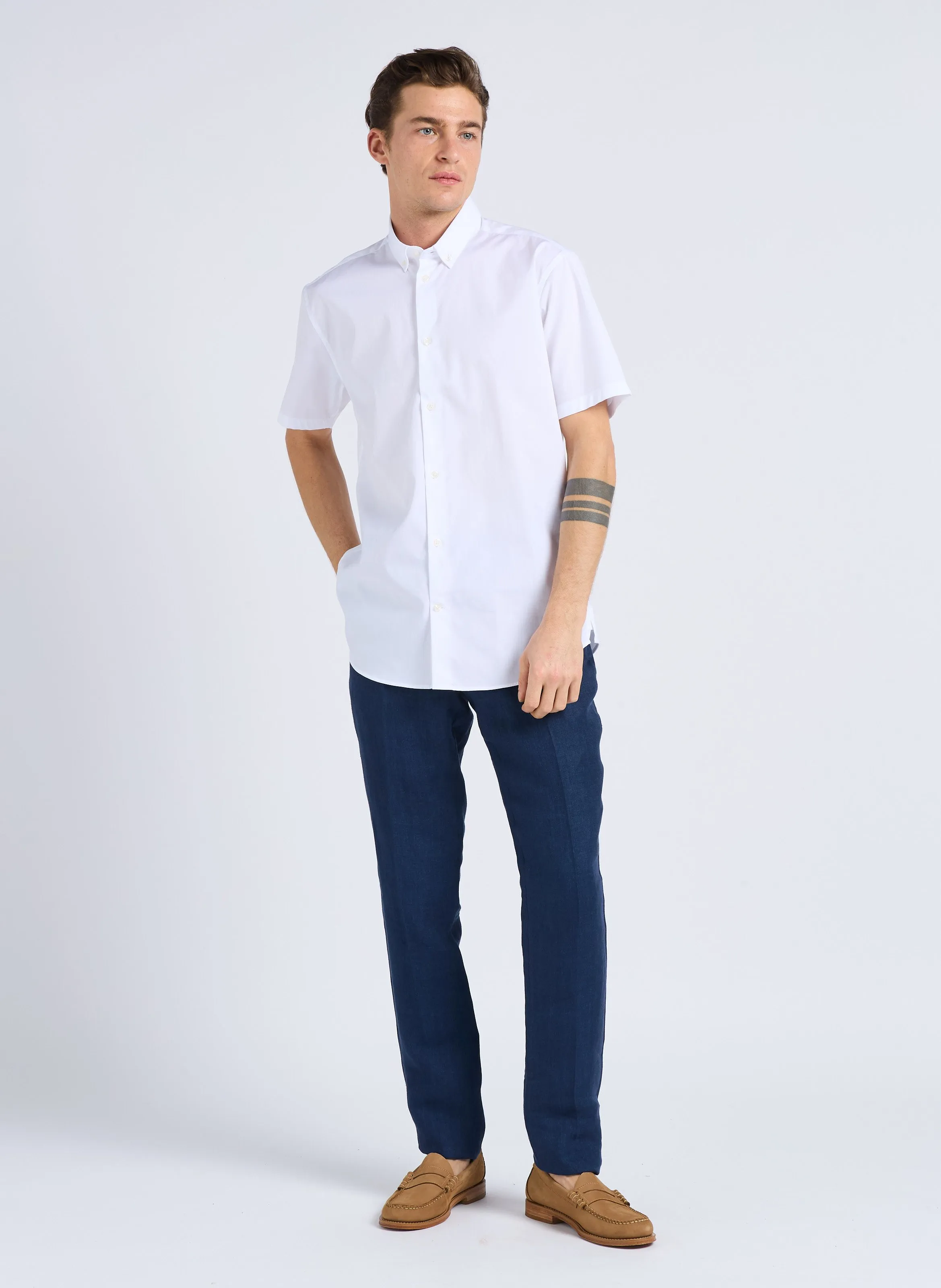 HACKETT Pantalón recto de lino en azul