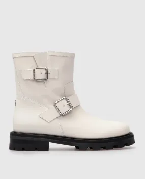 Jimmy Choo Youth II white leather strappy boots
