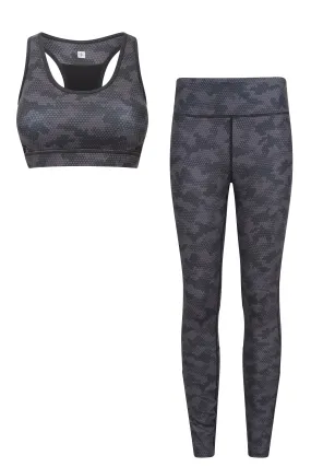 Mesh Motion conjunto de sujetador estampado y leggins para mujer