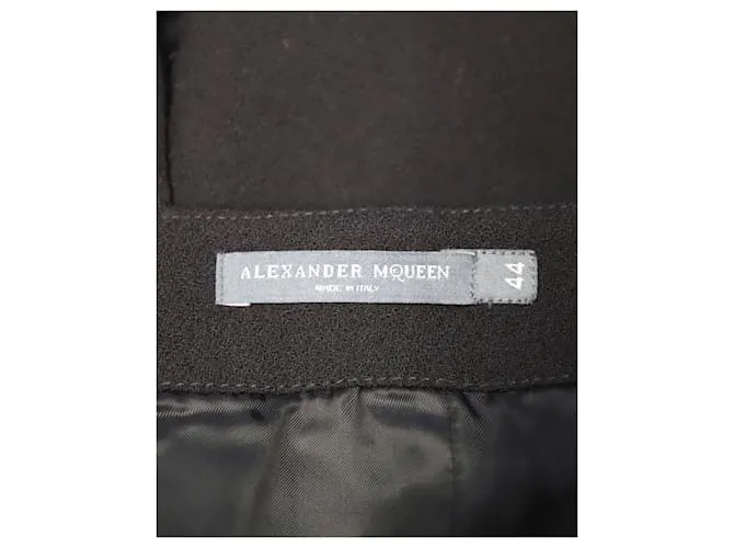 Minifalda con volantes en lana negra de Alexander McQueen Negro 