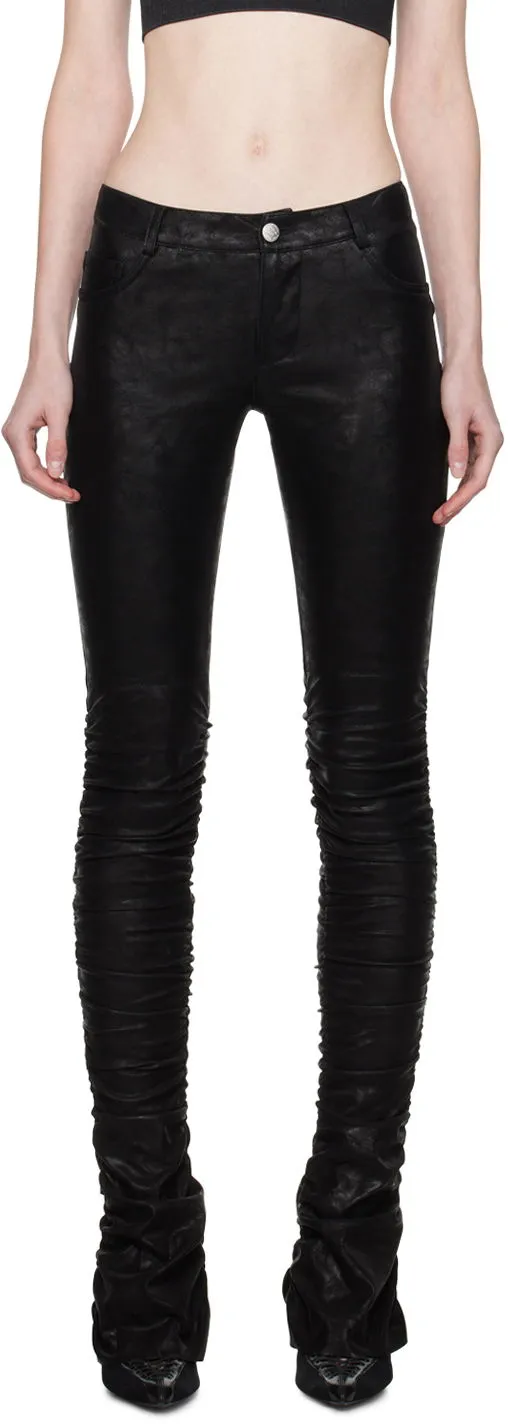 MISBHV Ruched Faux-Leather Trousers