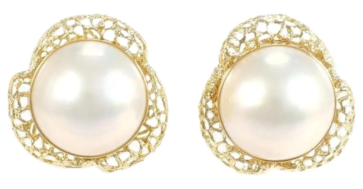 Otras joyas & Other Stories Pendientes de perla Mabe en oro amarillo K18 en excelente estado Dorado 