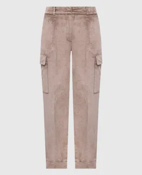 Peserico Beige cargo pants with monil chain