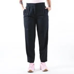 Pleated Tapered-Leg Trousers Black