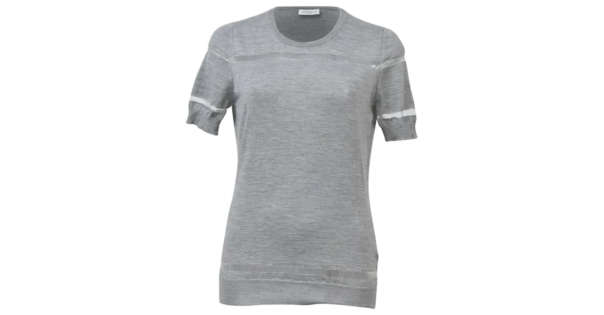 Top de lana gris con rayas de malla de Viktor & Rolf 