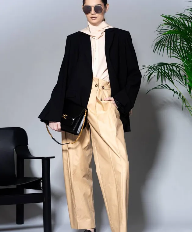 Victoria Beckham Beige pants with snaps