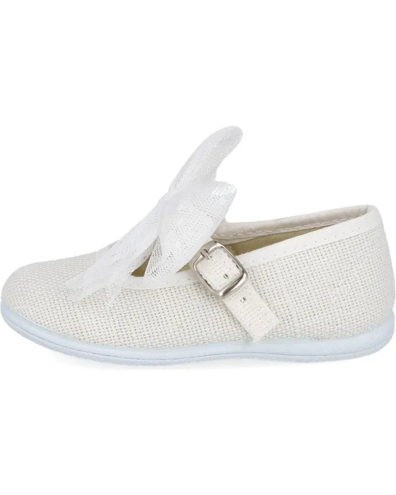 Zapatos L&R SHOES  de Niña LR SHOES VUL254-LC-7 MERCEDITAS LONA N  BLANCO