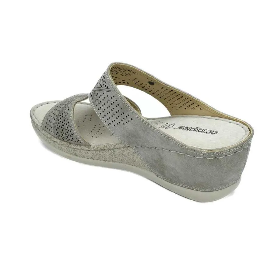 ZUECO TIRAS CONFORT  ZAPATO DE MUJER PUNTERA ABIERTA PLOMO